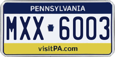PA license plate MXX6003