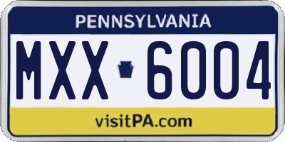 PA license plate MXX6004