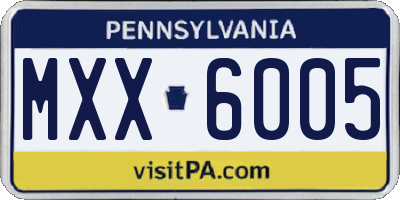 PA license plate MXX6005