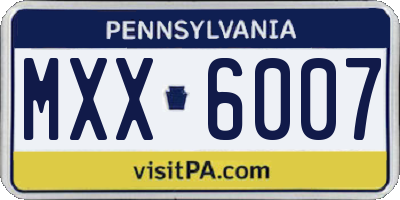 PA license plate MXX6007