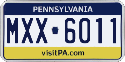 PA license plate MXX6011