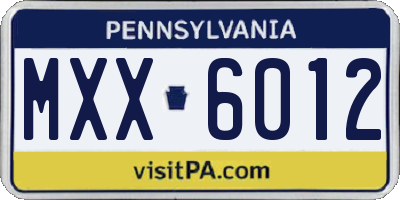 PA license plate MXX6012