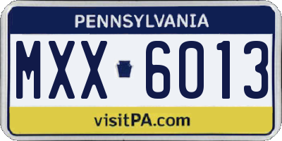 PA license plate MXX6013