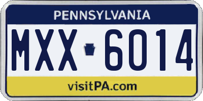 PA license plate MXX6014
