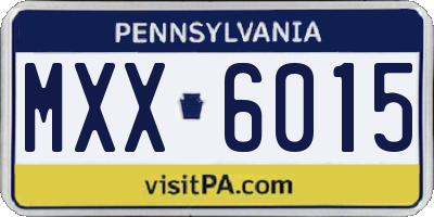 PA license plate MXX6015