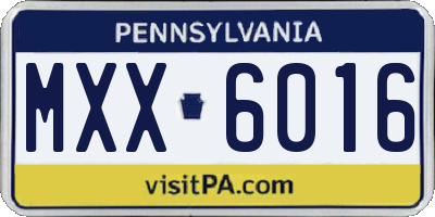 PA license plate MXX6016