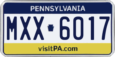 PA license plate MXX6017