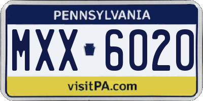 PA license plate MXX6020