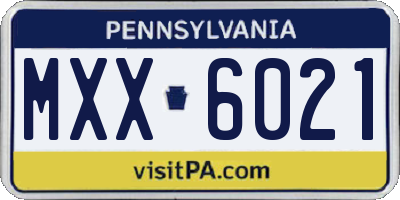 PA license plate MXX6021