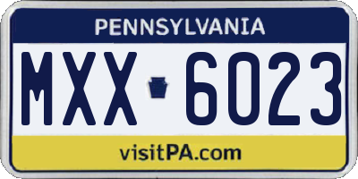 PA license plate MXX6023