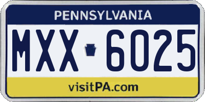 PA license plate MXX6025