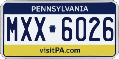 PA license plate MXX6026