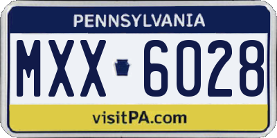PA license plate MXX6028