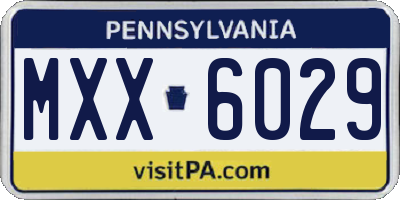 PA license plate MXX6029
