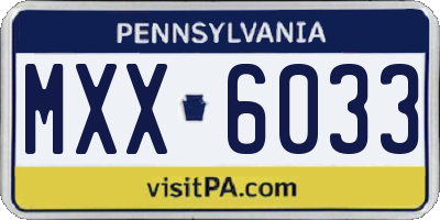 PA license plate MXX6033