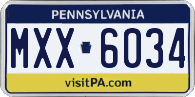 PA license plate MXX6034