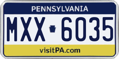 PA license plate MXX6035