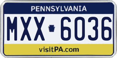 PA license plate MXX6036