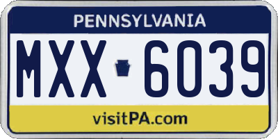 PA license plate MXX6039