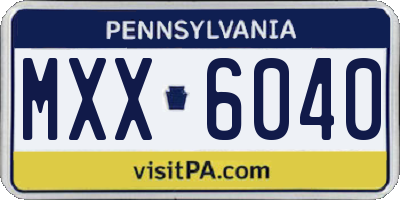 PA license plate MXX6040