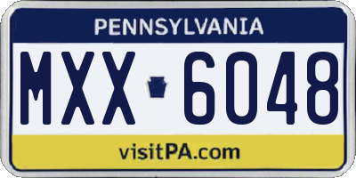 PA license plate MXX6048