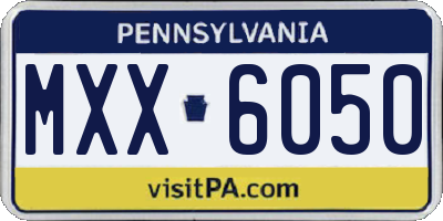 PA license plate MXX6050