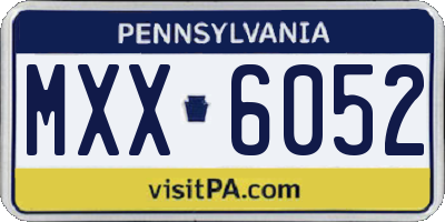 PA license plate MXX6052