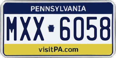 PA license plate MXX6058