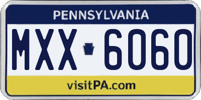 PA license plate MXX6060
