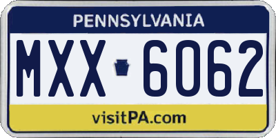 PA license plate MXX6062