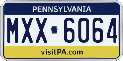 PA license plate MXX6064