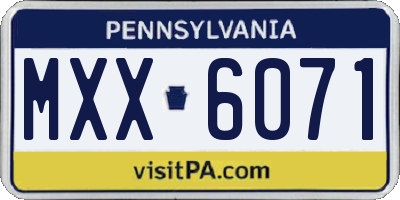 PA license plate MXX6071