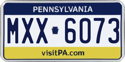 PA license plate MXX6073
