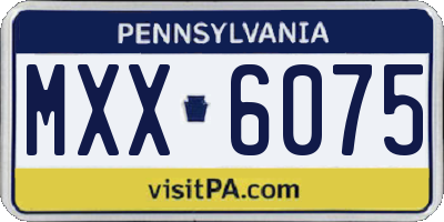 PA license plate MXX6075