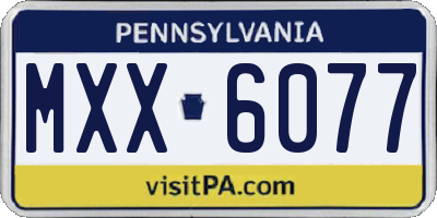 PA license plate MXX6077