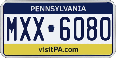 PA license plate MXX6080