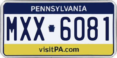 PA license plate MXX6081