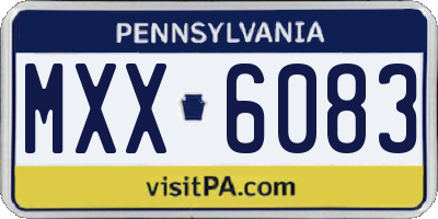 PA license plate MXX6083