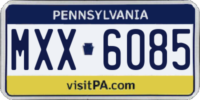 PA license plate MXX6085