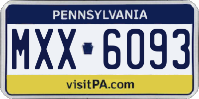 PA license plate MXX6093