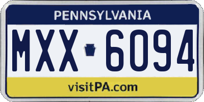 PA license plate MXX6094