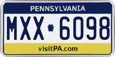 PA license plate MXX6098
