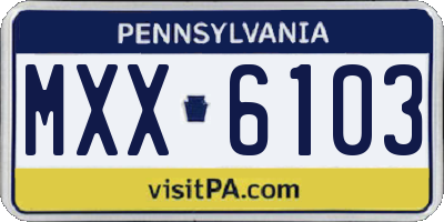 PA license plate MXX6103