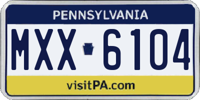 PA license plate MXX6104