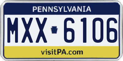 PA license plate MXX6106