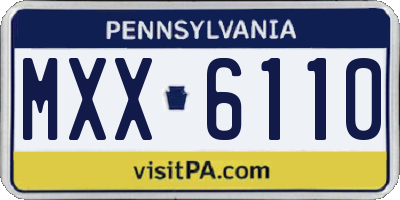 PA license plate MXX6110