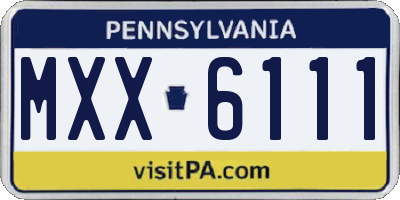 PA license plate MXX6111