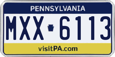 PA license plate MXX6113