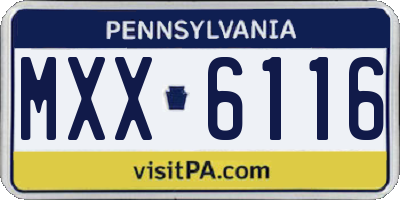 PA license plate MXX6116