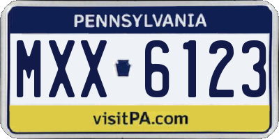 PA license plate MXX6123